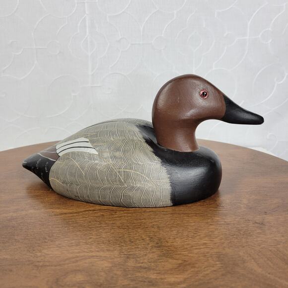 Vintage Wildflower Decoys Canvasback Drake Duck Sculpture Wood Carved Handmade - Picture 6 of 13